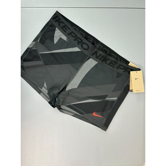 Nike Pro women's XXL‎ black grey geometric tight fit mid rise 3" inseam shorts - Picture 1 of 6